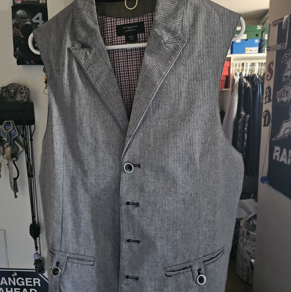 Grey Pinstriped Vest